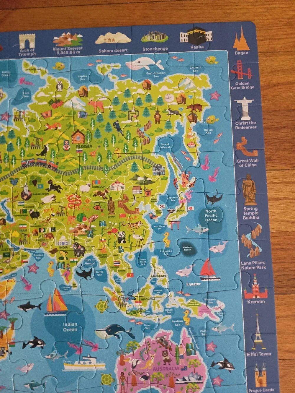 3/$10 🌟 Kids Quokka Colorful World Map 100 Piece Educational Jigsaw Puzzle